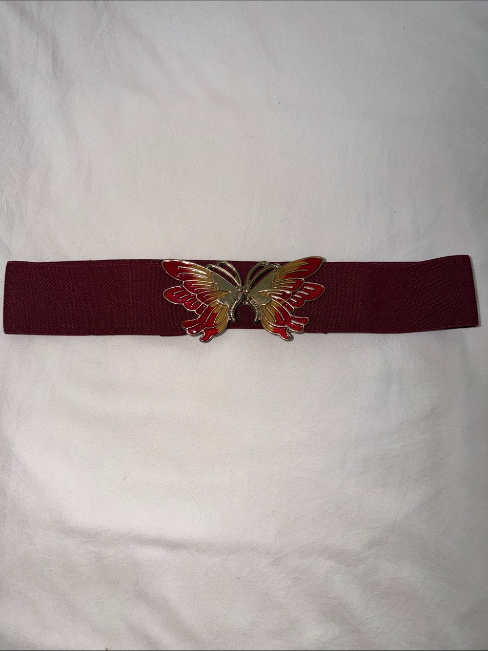 VTG Women's Burgundy Elastic Butterfly Waist Belt (Korea)